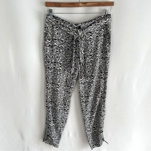 Lauren Ralph Lauren ~ Black + Pearl Print Tie Belt Pants